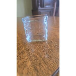 Square Clear Glass Votive Candle Holder Textured Cube Tealight Small Decor